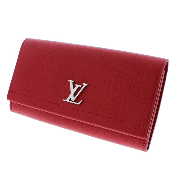 Louis Vuitton Portefeuille Lock Me Round Zipper Long Wallet LV Logo Red - Picture 5 of 5